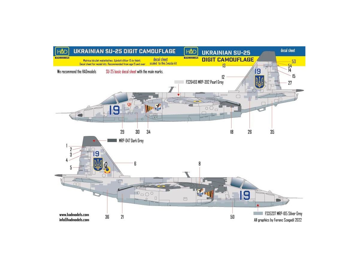 1/72 Su-25 フロッグフット ウクライナ デジタル迷彩 2 デカール (ズべズダ用)