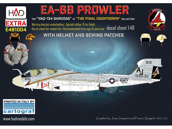 1/48  EA-6B プラウラー VAQ-134 ガルーダス デカール w/ヘルメット & ワッペンデカール