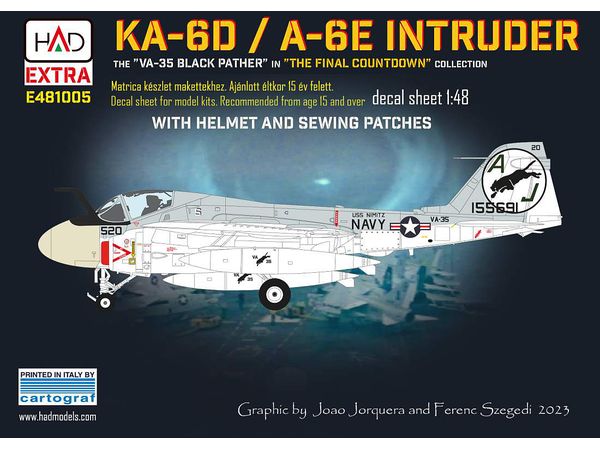 1/48 KA-6D/A-6E イントルーダー VA-35 ブラックパンサーズ デカールw/ヘルメット & ワッペン デカール
