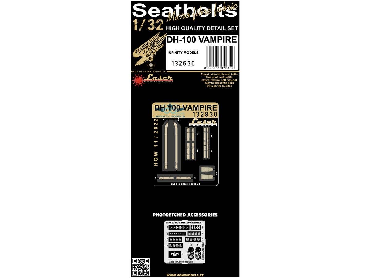 1/32 DH-100 ヴァンパイア 布製シートベルト (インフィニティモデルズ用)