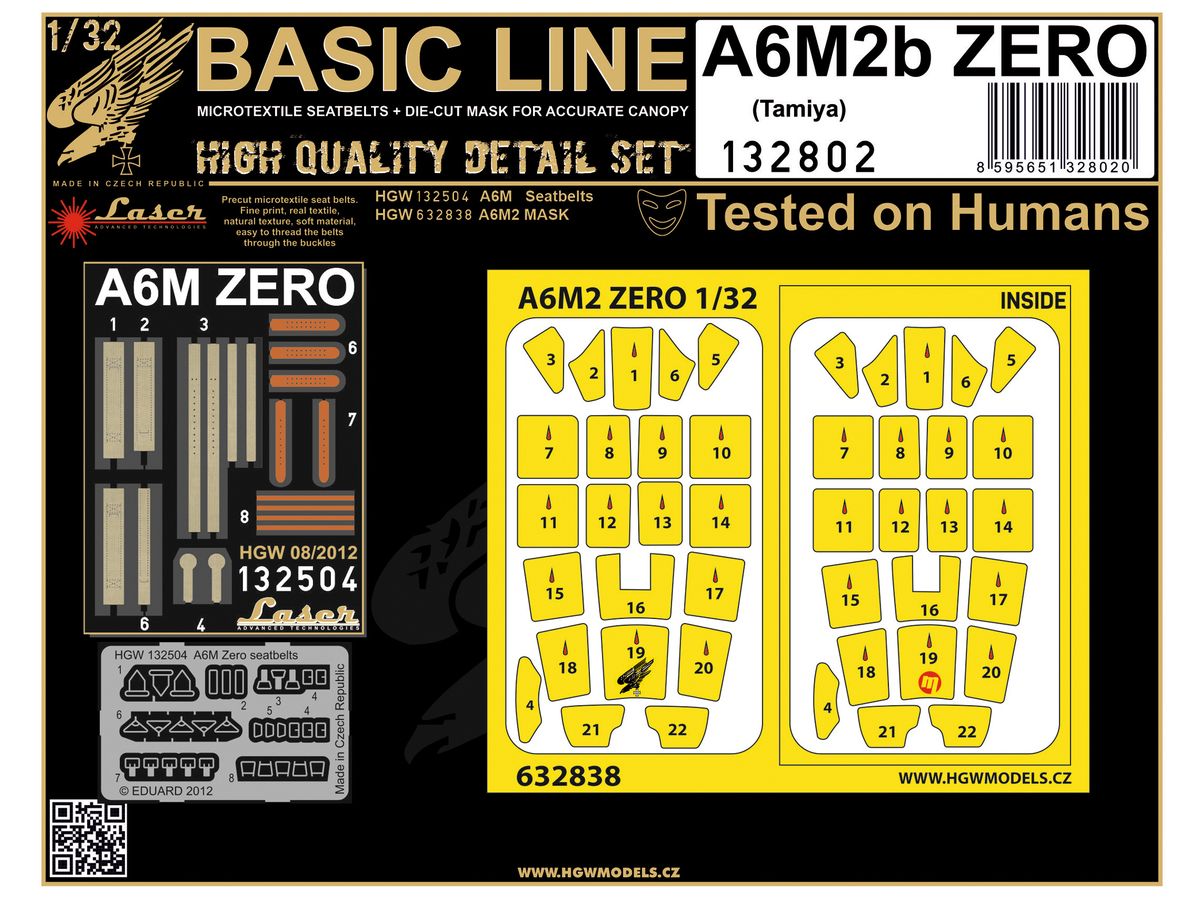 1/32 A6M2 零戦 布製シートベルト w/両面塗装マスクシール (タミヤ用)