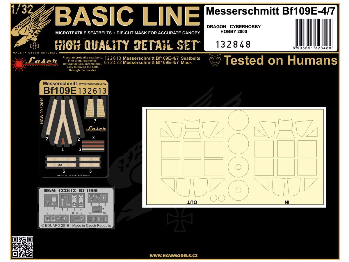 1/32 Bf109E-4/7 布製シートベルト w/両面塗装マスクシール (ドラゴン用)