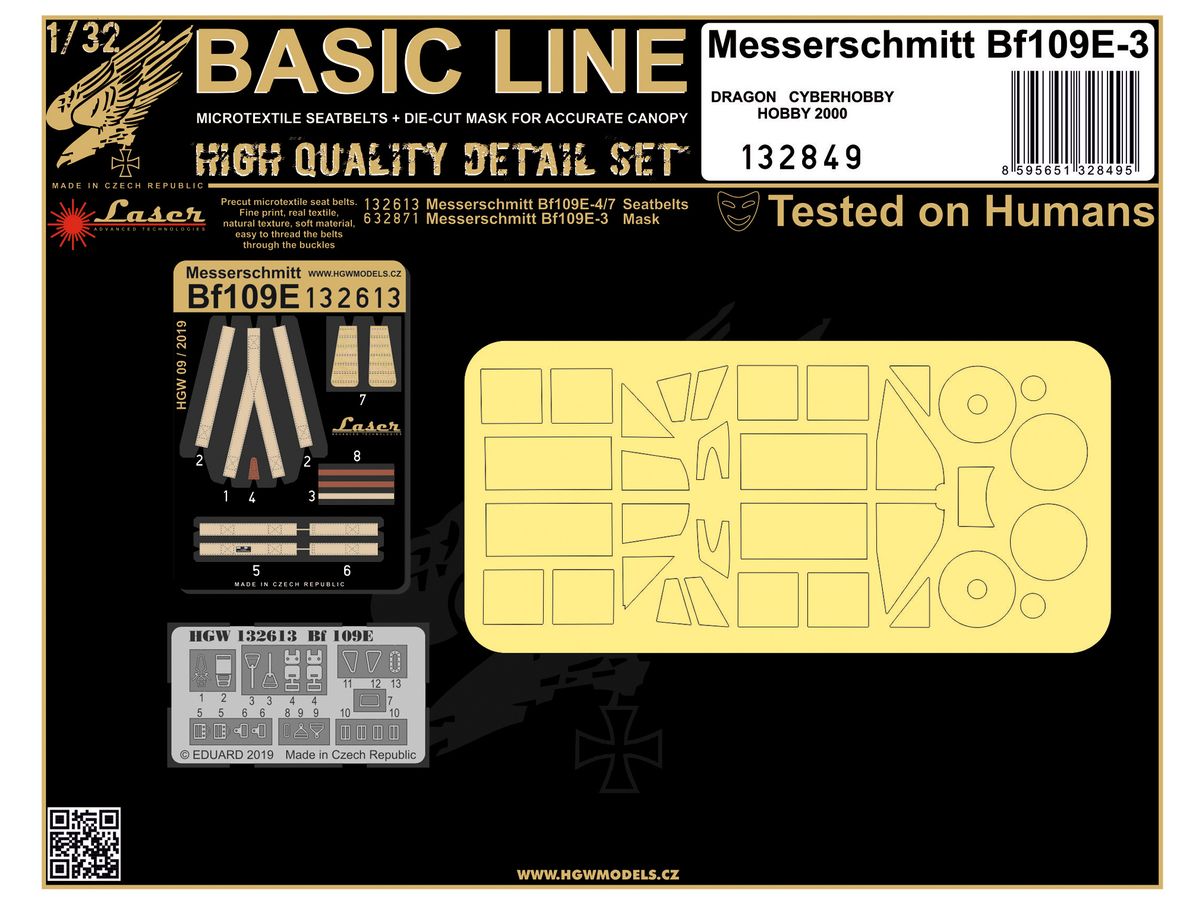 1/32 Bf109E-3 布製シートベルト w/両面塗装マスクシール (ドラゴン用)