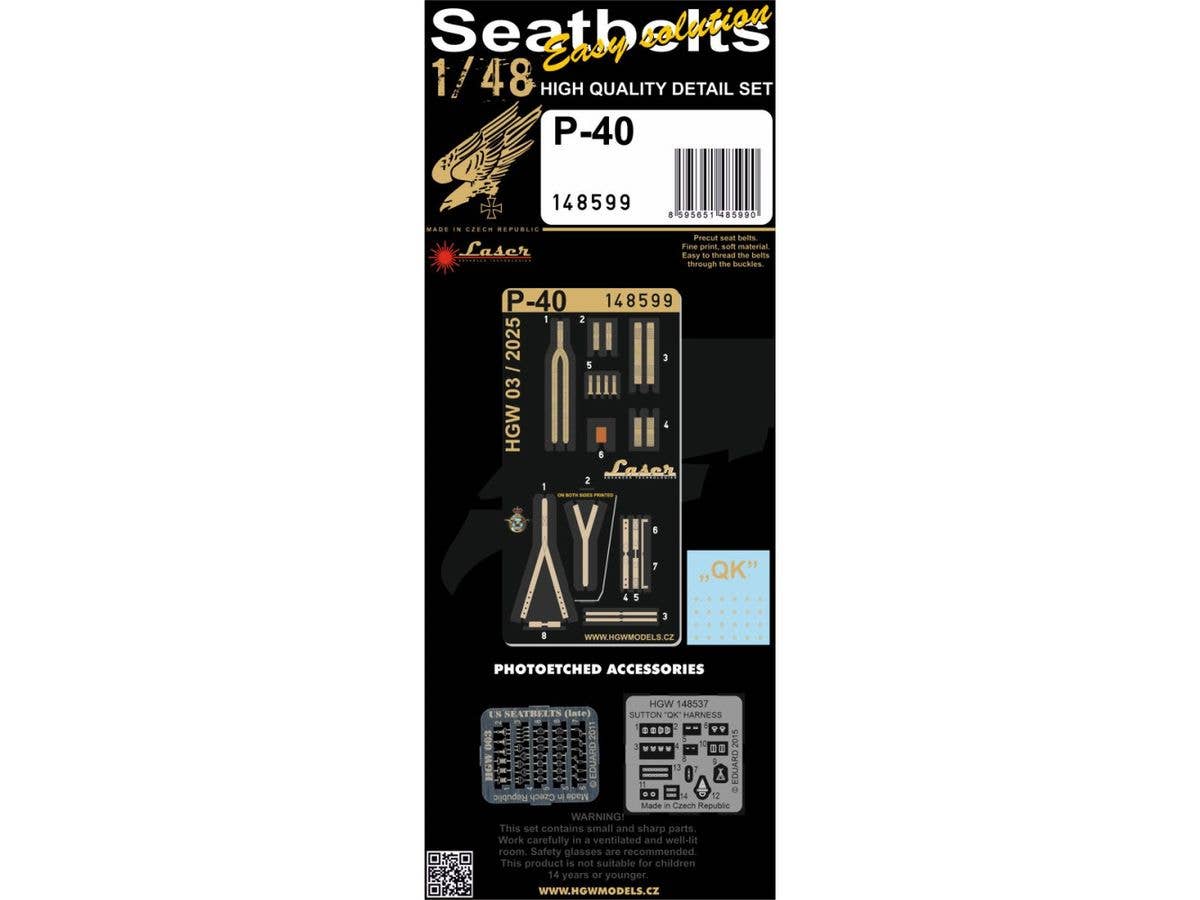 1/48 カーチス P-40 布製シートベルト (英軍式・米軍式 x 各1入)