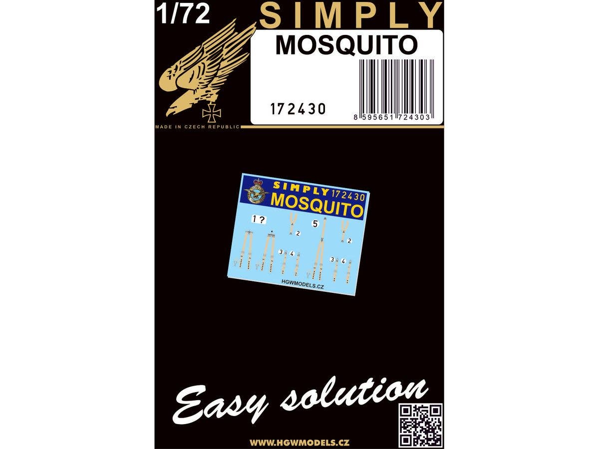 1/72 D.H.モスキート シートベルト3Dデカール