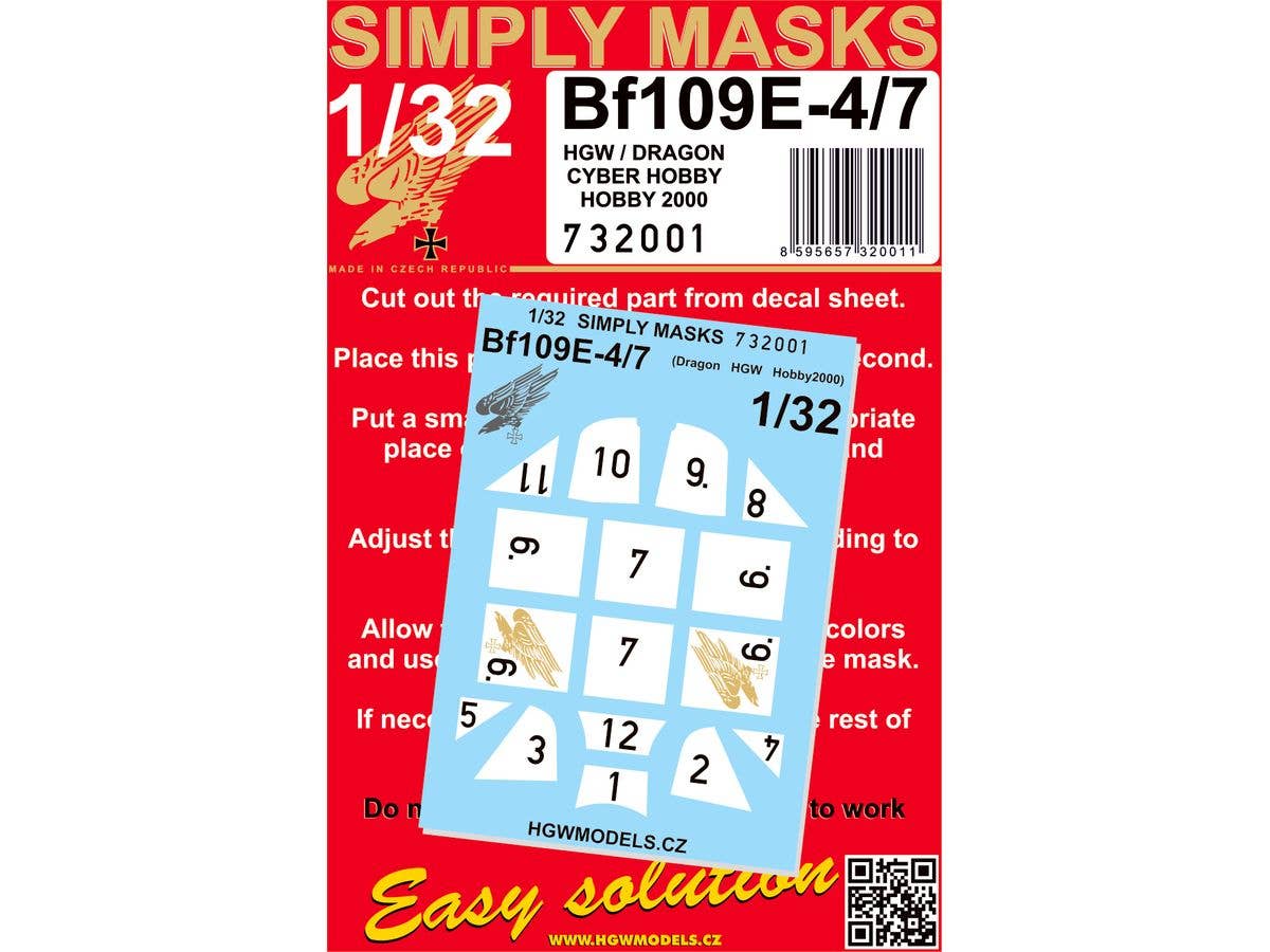 1/32 Bf109E-4/7 塗装マスクデカール (ドラゴン用)