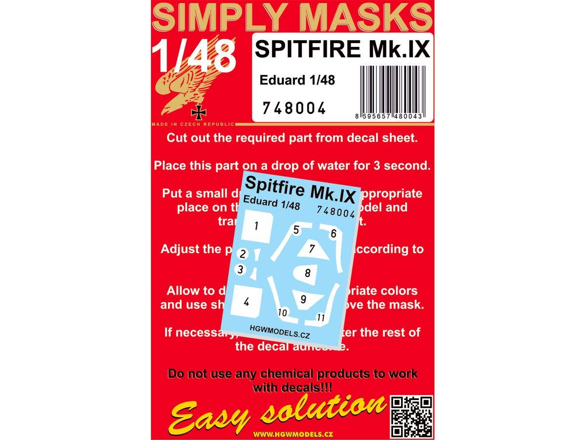 1/48 スピットファイア Mk.IX 塗装マスクデカール (エデュアルド用)