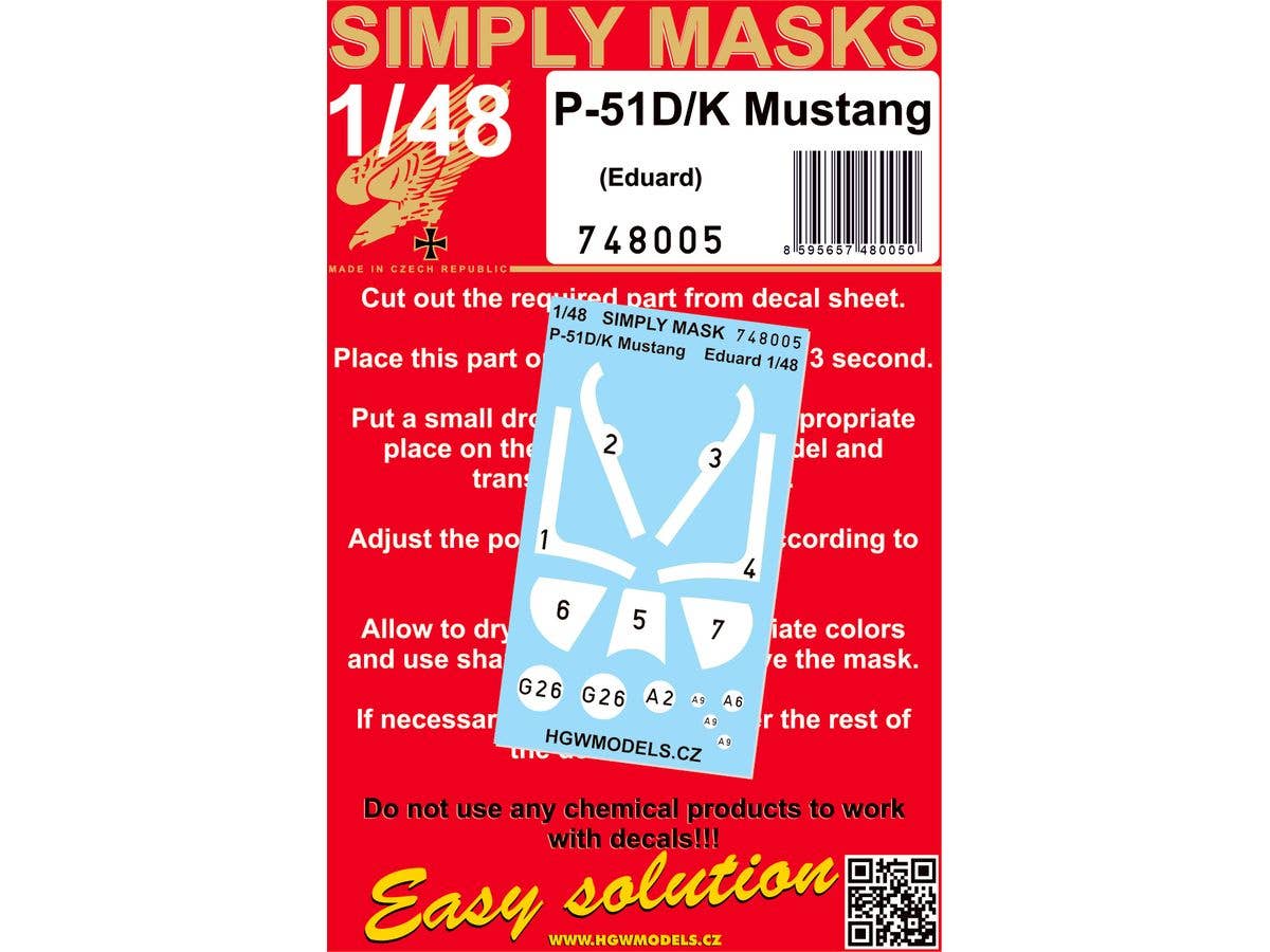 1/48 P-51D/K マスタング 塗装マスクデカール (エデュアルド用)