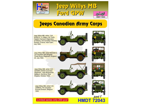 1/72 WW.II 米軍 1/4トン小型車両 "カナダ陸軍"