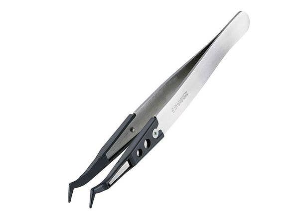 ESDチップピンセット 先曲がり型 1.0mm