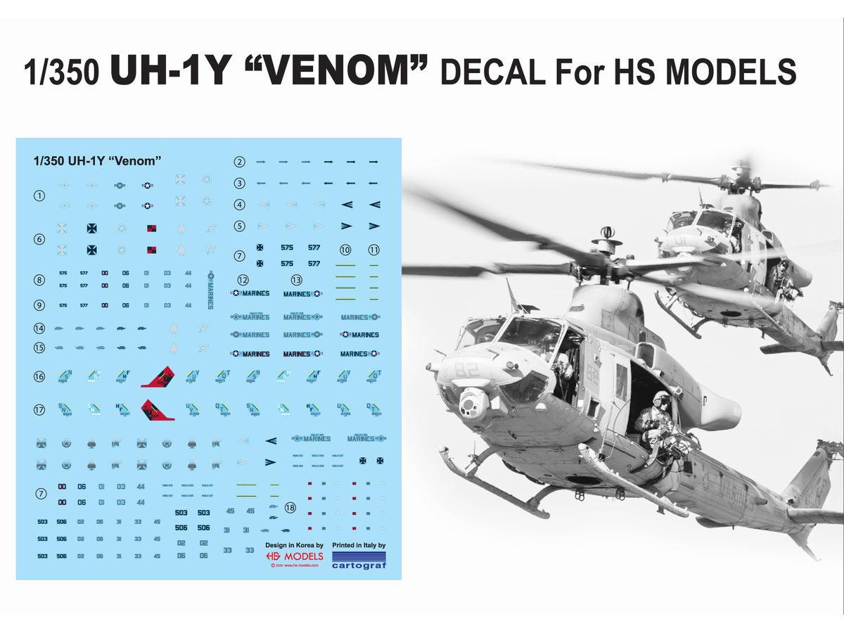 1/350 UH-1Y ヴェノム デカール Cartograf社製