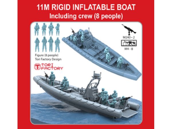 1/144 アメリカ海軍 11m リジッドインフレータブルボート(RIB) (ボート1隻、フィギュア8体入り)