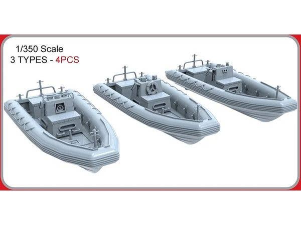 1/350 米海軍 7m リジッドインフレータブルボート(RIB) フィギュア5体付