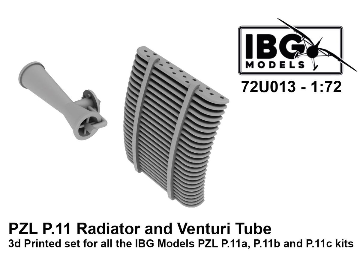 1/72 PZL P.11c用ラジエター & ベンチュリー管・3Dプリント IBG用 (72U013)