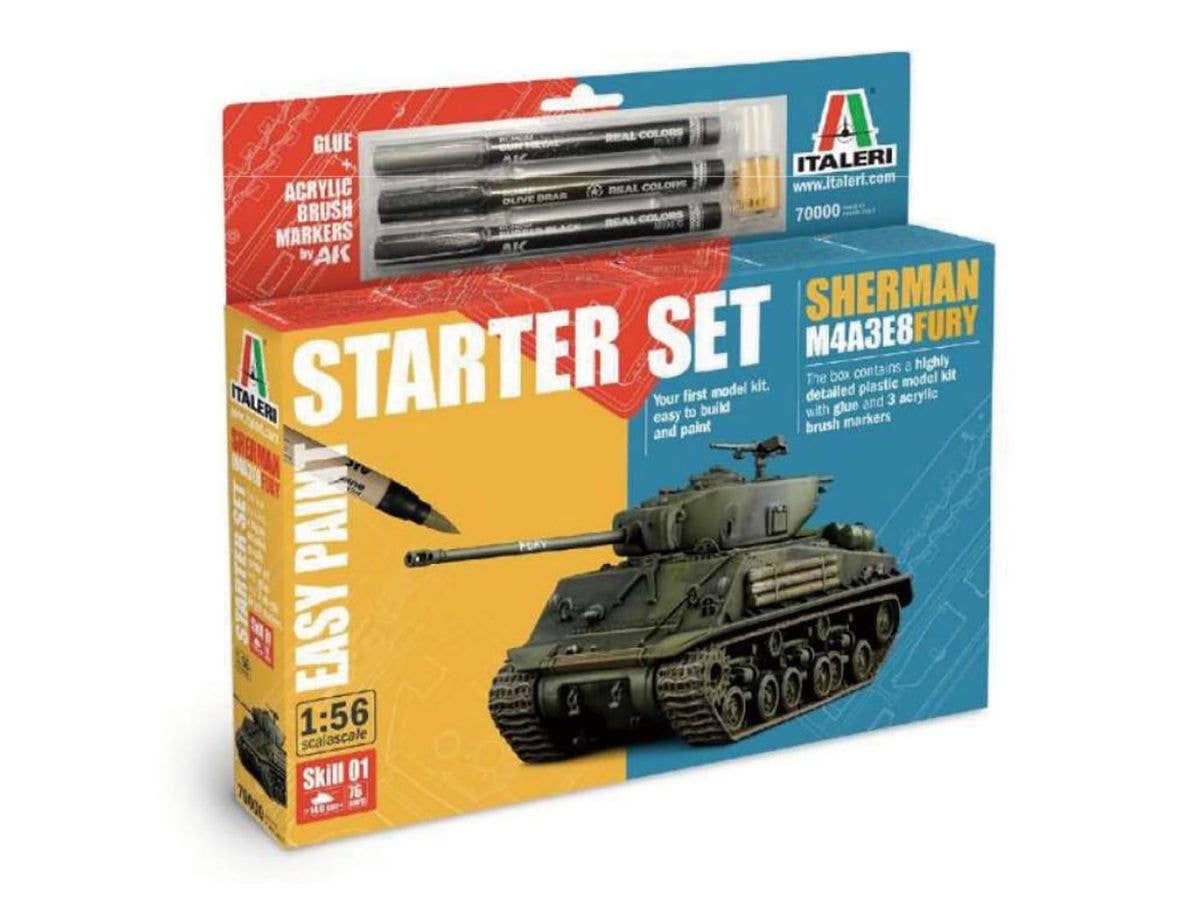 1/56 WW.II アメリカ軍 M4A3E8 シャーマン"フューリー" スターターセット マーカー付属