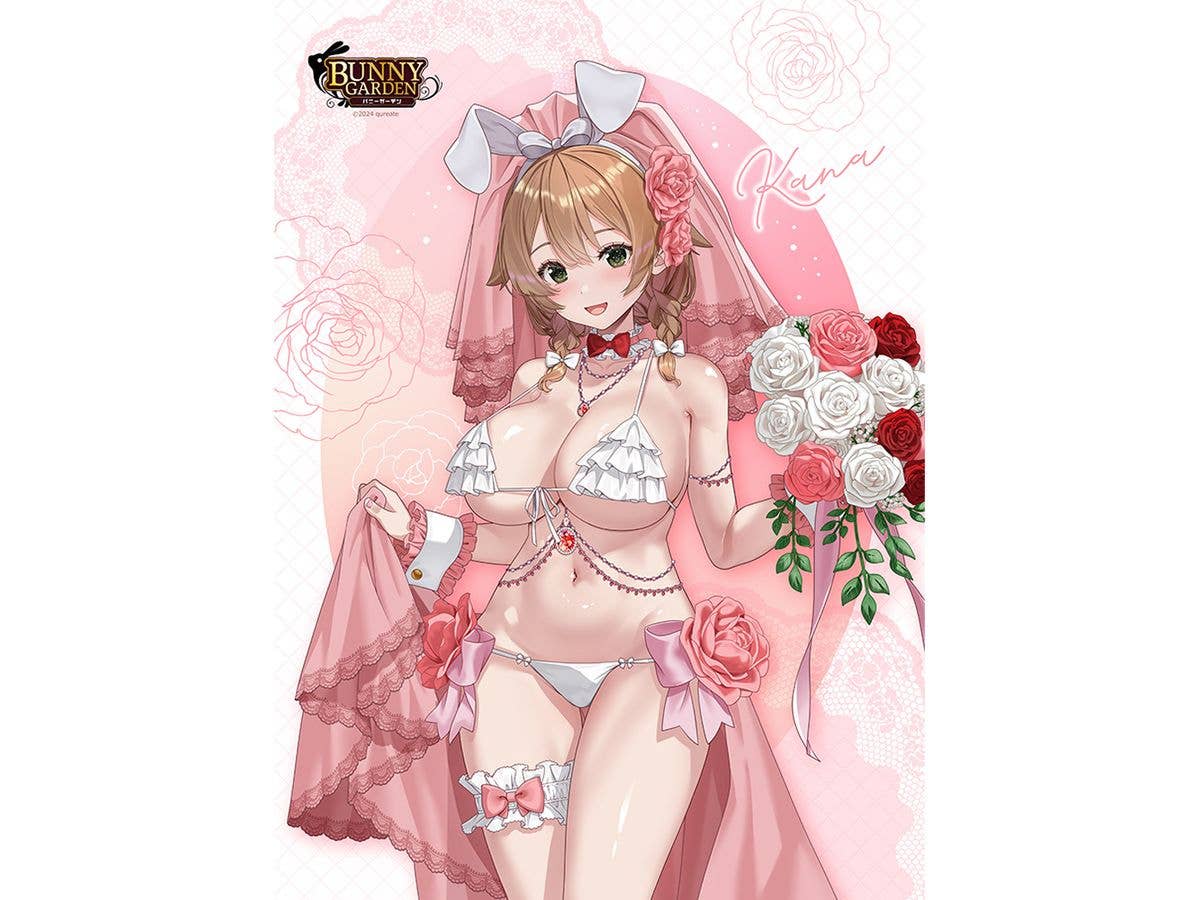 バニーガーデン: 描き下ろしB2タペストリー (花奈 / バニーウエディング水着) Wスエード