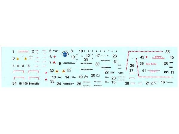 1/72 Bf109G/K データステンシルデカール