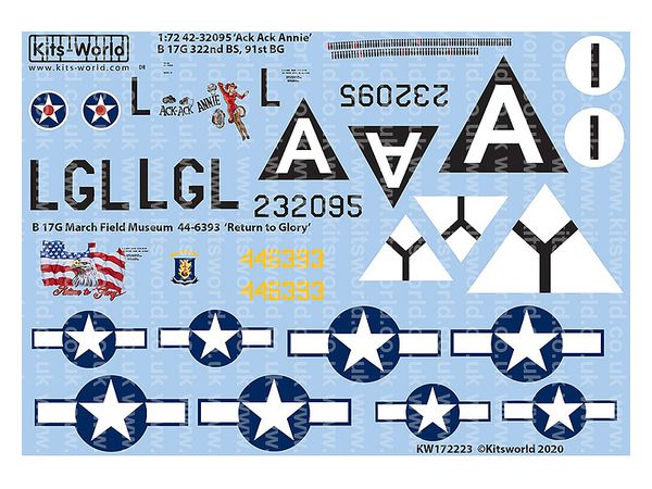 1/72 WW.II アメリカ軍 B-17G フライングフォートレス デカールセット 1