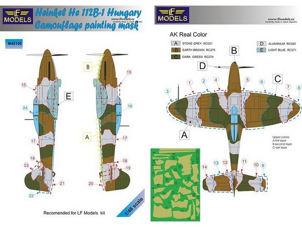 1/48 He112 ハンガリー 迷彩塗装マスクシール (LFモデル用)