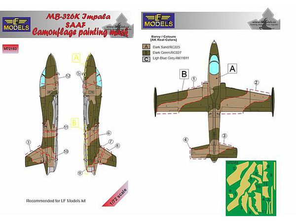 1/72 アエルマッキ MB-326K 南アフリカ空軍迷彩塗装マスクシール (LFモデル用)