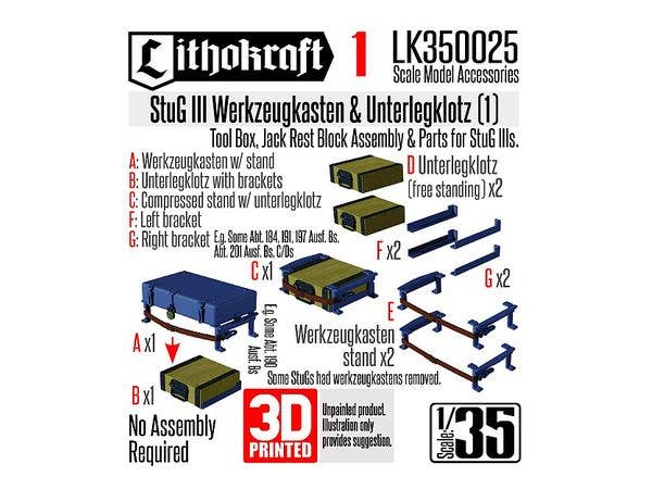 1/35 WWII ドイツ III号突撃砲 工具箱&ジャッキ台セット(1)