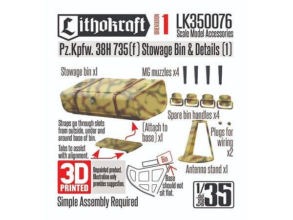 1/35 WWII ドイツ Pz.Kpfw.38H 735(f)(オチキスH35)用雑具箱&ディテールセット(1)