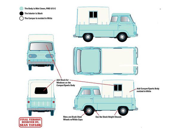 1/64 M2 Machines 1965 Ford Econoline Truck Mint Green