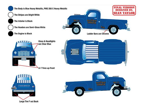 1/64 M2 Machines Gassers 1950 Studebaker 2R Truck South Bend Shaker Blue Heavy Metallic