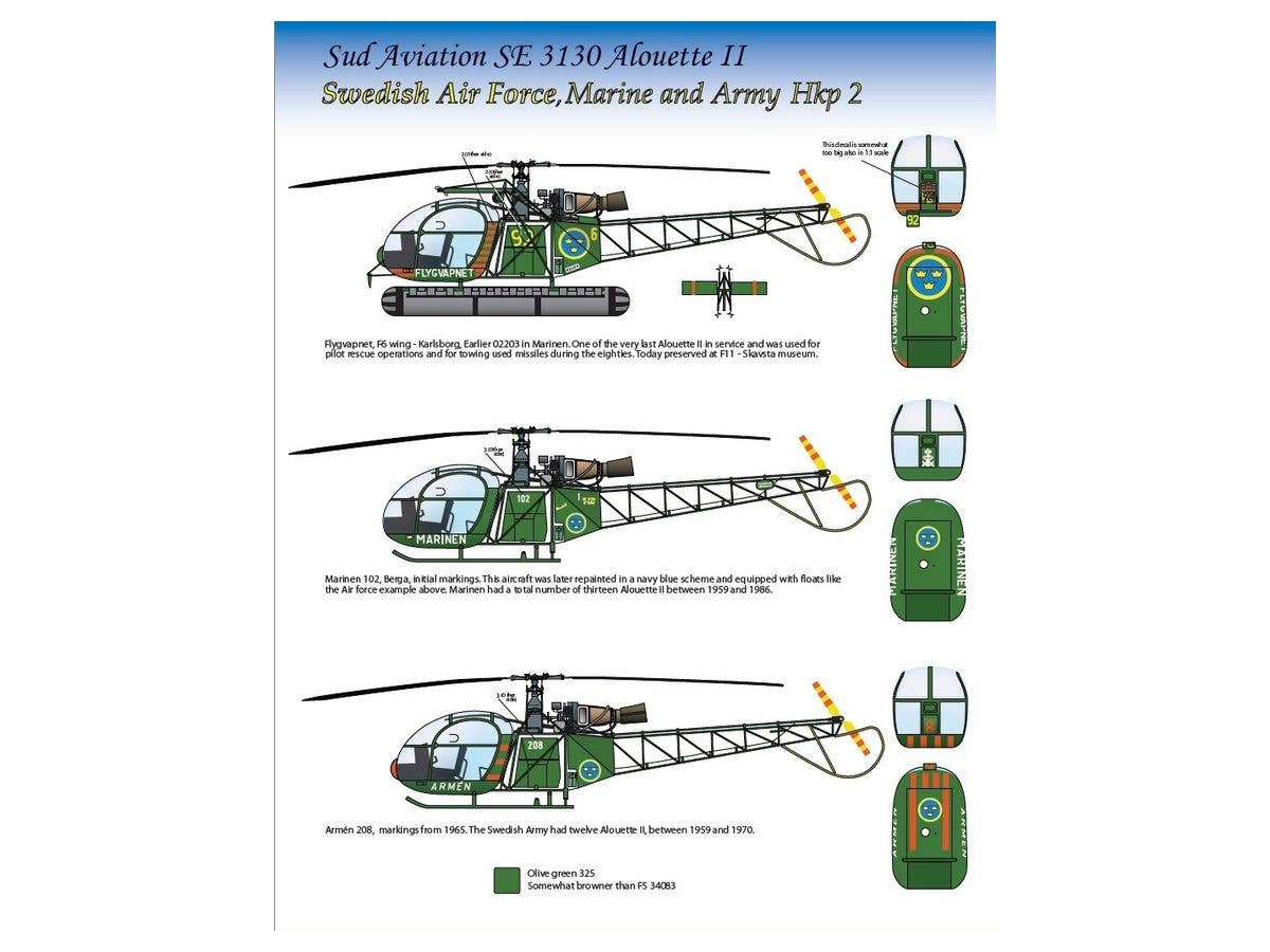 1/48 Hkp2 アルエットII スウェーデン軍