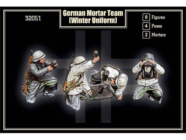 1/32 WW.II ドイツ軍 迫撃砲チーム 冬季装備 (8体/4ポーズ/2門)
