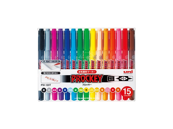プロッキー 水性顔料マーカー 極細+細字丸芯 15色セット