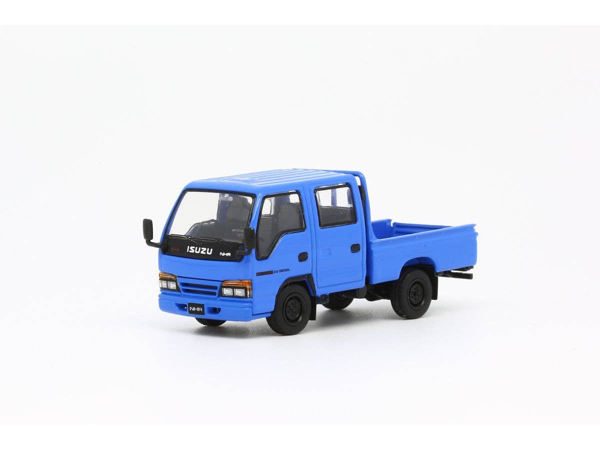 1/64 いすゞ エルフ(NHR) ダブルキャブ小型トラック- ブルー LHD