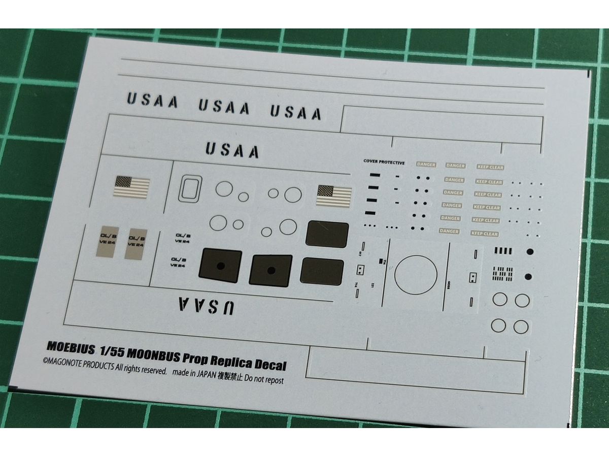 1/55 メビウス 2001年宇宙の旅 ムーンバス向け プロップレプリカデカール 高品質シルクスクリーン印刷 (白黒バージョン)