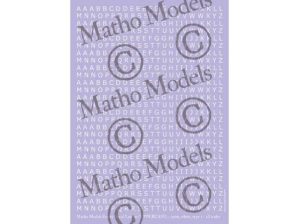 スケールフリー アルファベット大文字デカール 高さ3mm 白色 タイプ1