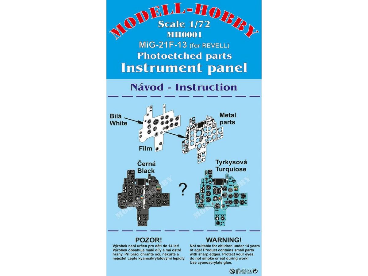 1/72 MiG-21F-13計器盤エッチングパーツ (レベル用)