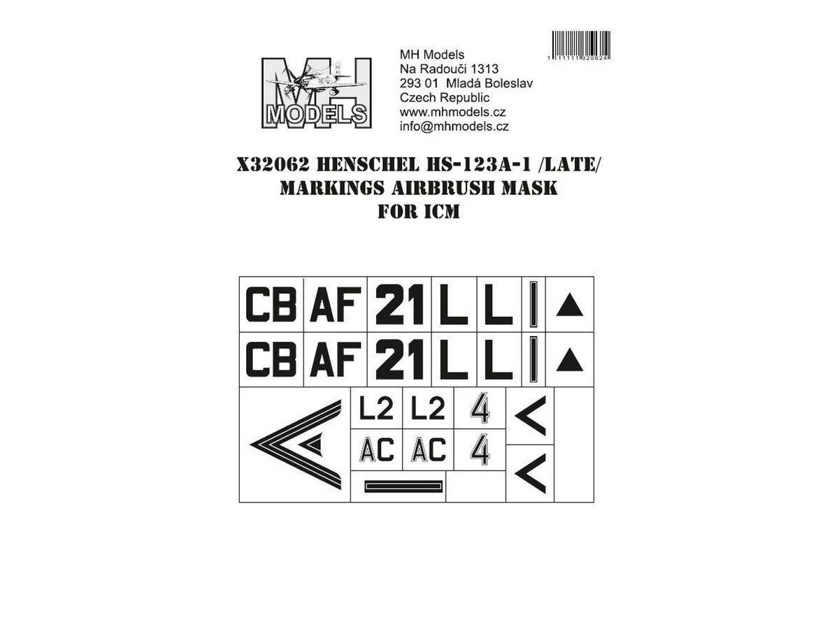 1/32 ヘンシェル Hs123A-1 (後期型) マーキング塗装マスクシール (ICM用)
