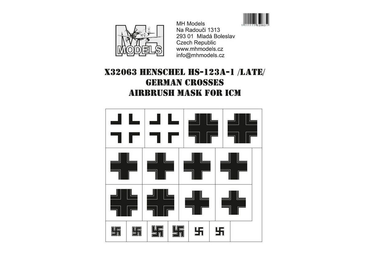 1/32 ヘンシェル Hs123A-1 (後期型)ドイツ国籍マーク塗装マスクシール (ICM用)