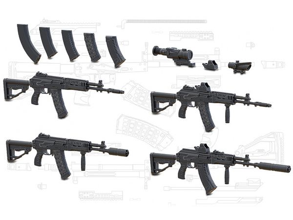 1/35 現用 露/ソ AK-12アサルトライフル 初期型(4個入)