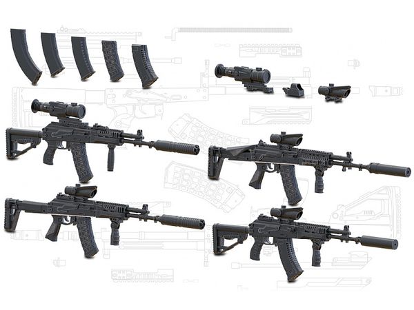1/35 現用 露/ソ AK-12/AK-12Mアサルトライフルセット(4個入)