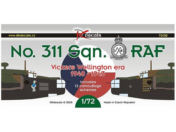 1/72 ビッカース ウェリントン イギリス空軍 第311飛行隊 (チェコスロバキア) 1940年-1943年デカール