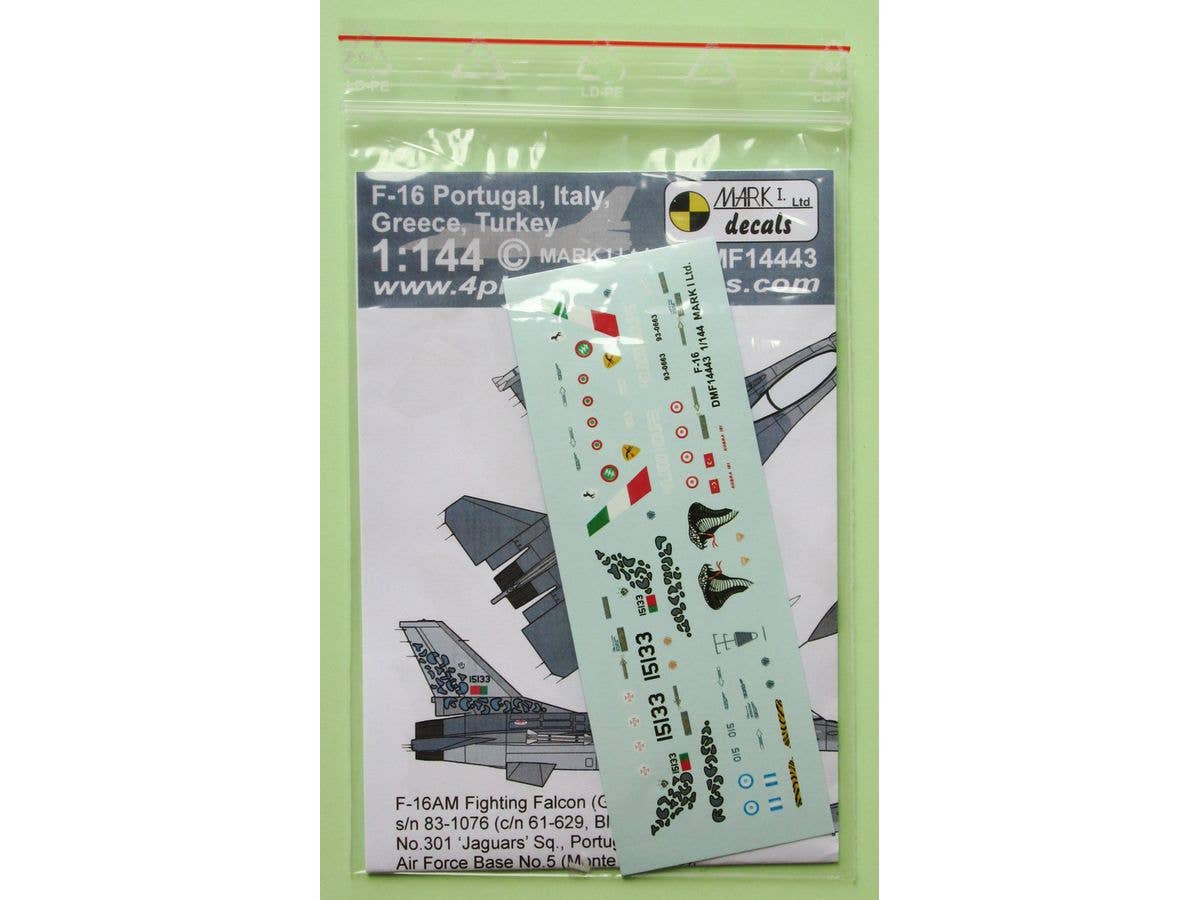 1/144 世界のF-16 パート4: ポルトガル、イタリア、ギリシア、トルコ デカール (レベル用)