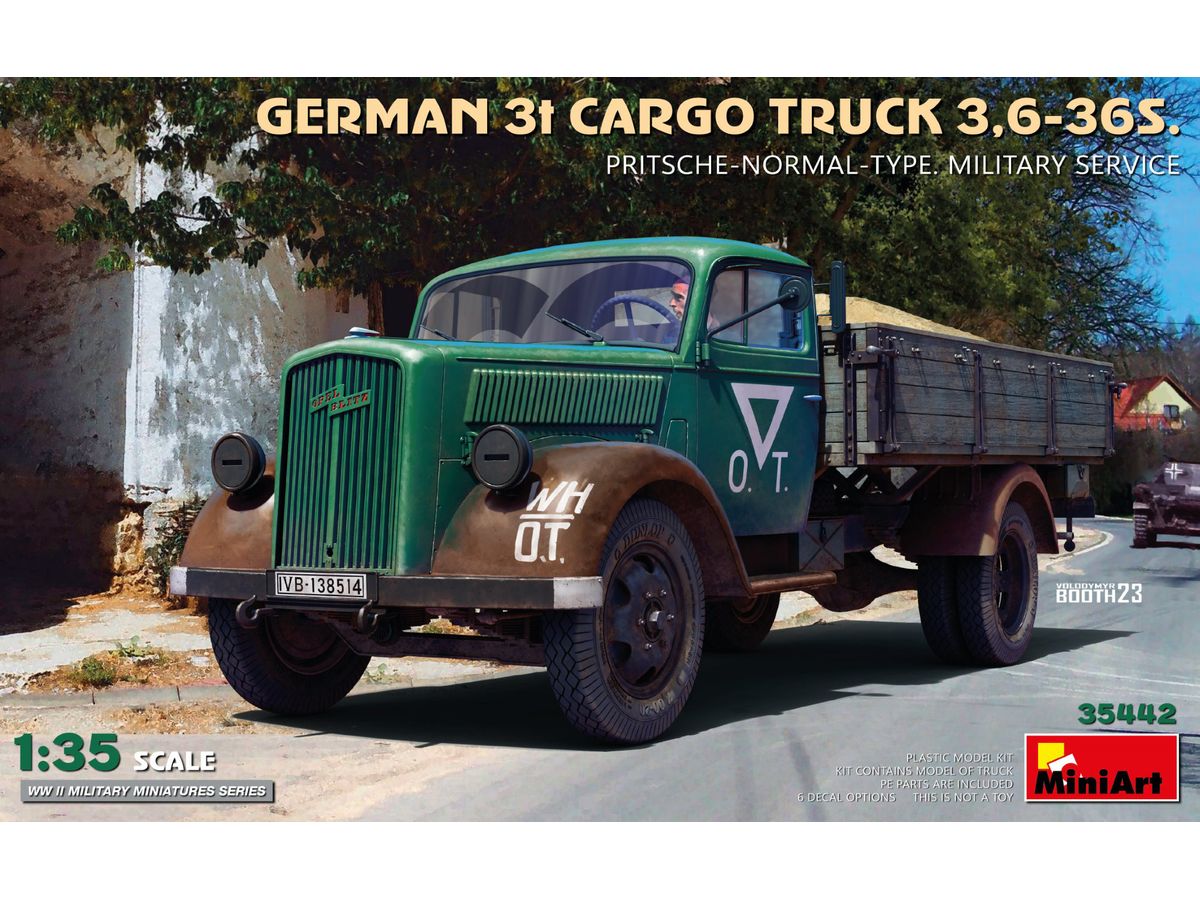 1/35 ドイツ製3tカーゴトラック3.6-36S 通常荷台タイプ 軍用