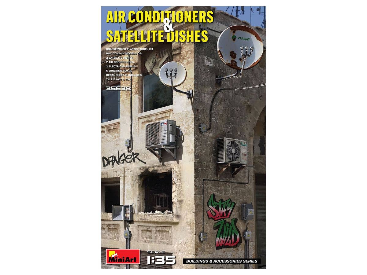 1/35 空調機器用室外機と衛星テレビ受信用アンテナ