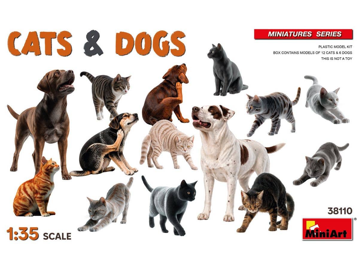 1/35 猫12匹&犬6匹セット