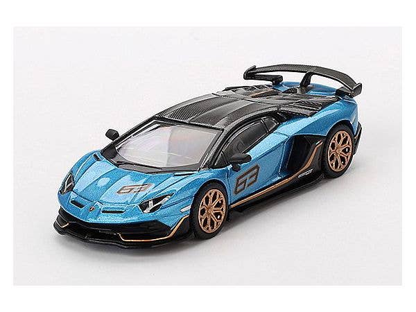 1/64 ランボルギーニ アヴェンタドール SVJ 63 ブルーエーギル (左 