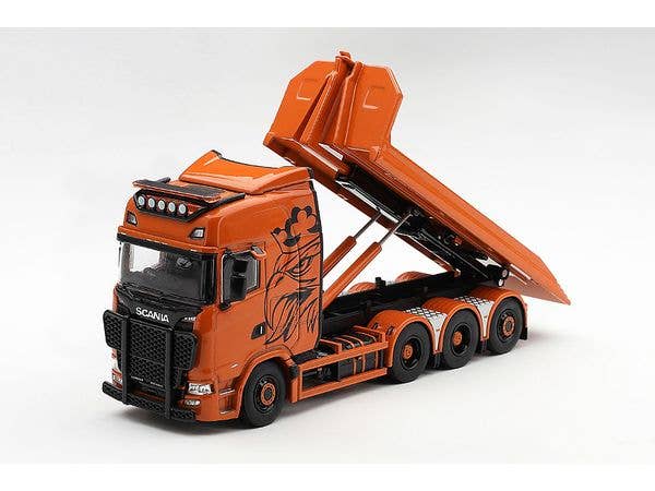 1/64 スカニア 770S B8x4NA フックリフト フラットベッド オレンジ (左ハンドル)
