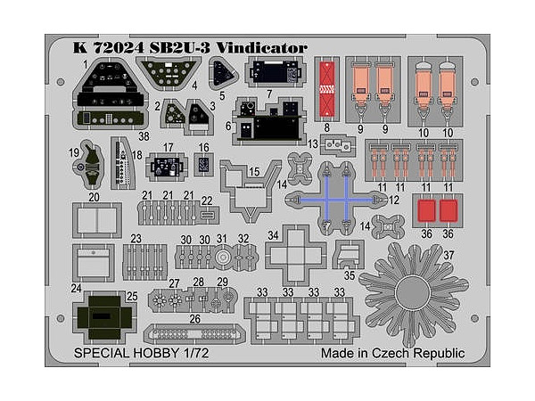 1/72 SB2U-3ビンディケーター用エッチングパーツ