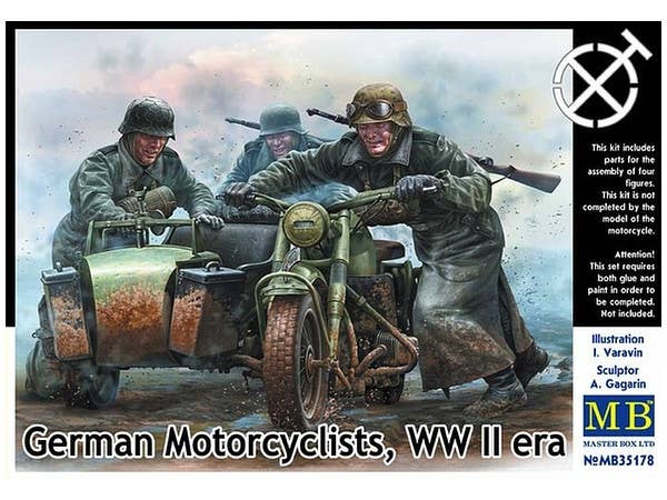 1/35 WWII ドイツサイドカー乗員 泥濘地脱出 (フィギュア4体 車輛は含まれません)
