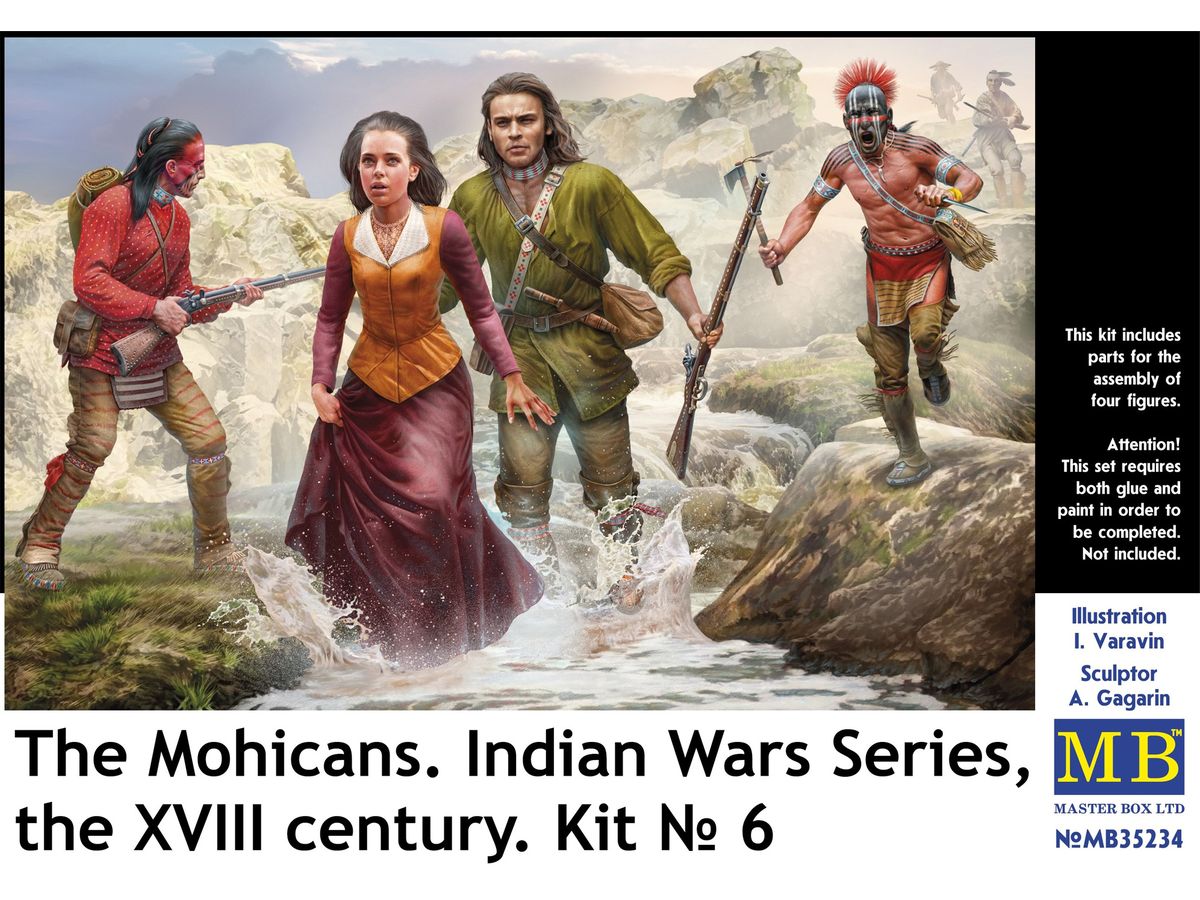 1/35 インディアンウォーズシリーズ 18世紀 No.6: モヒカン族と白人ハンター & 少女