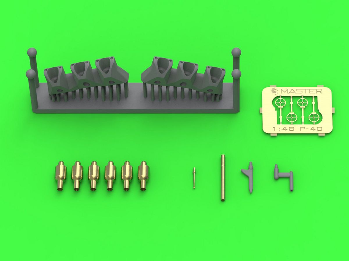 1/48 WWII アメリカ カーチスP-40Eウォーホーク ディテールセット 照準器/ブローニング.50(12.7mm)機銃口/ピトー管(エデュアルド用)